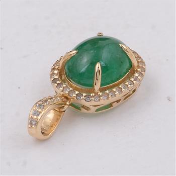 9K Gold 2.23 Ct Oval Emerald Pendant