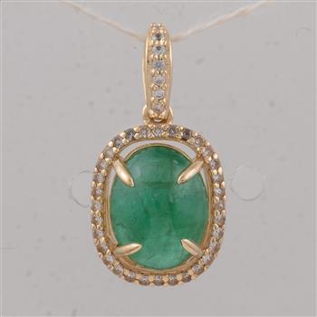 9K Gold 2.23 Ct Oval Emerald Pendant