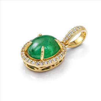 9K Gold 2.23 Ct Oval Emerald Pendant