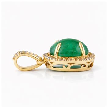 9K Gold 2.23 Ct Oval Emerald Pendant