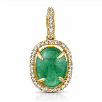 9K Gold 2.23 Ct Oval Emerald Pendant