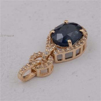 9K Gold 2.23 Ct Oval Sapphire Pendant