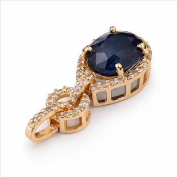 9K Gold 2.23 Ct Oval Sapphire Pendant