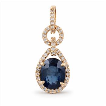9K Gold 2.23 Ct Oval Sapphire Pendant