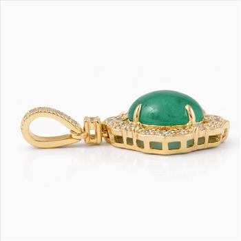 9K Gold 2.24 Ct Oval Emerald Pendant