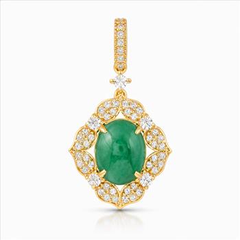 9K Gold 2.24 Ct Oval Emerald Pendant