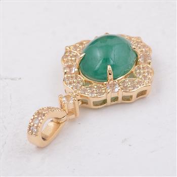 9K Gold 2.24 Ct Oval Emerald Pendant