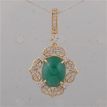 9K Gold 2.24 Ct Oval Emerald Pendant
