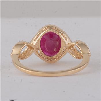 9K Gold 2.25 Ct Oval Ruby Ring 7 US Ring Size