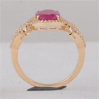 9K Gold 2.25 Ct Oval Ruby Ring 7 US Ring Size
