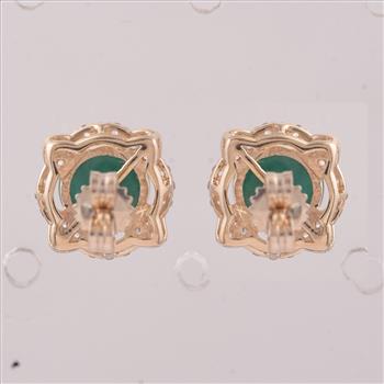 9K Gold 2.25 Ct Round Emerald Earrings