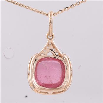 9K Gold 2.26 Ct Cushion Tourmaline Pendant