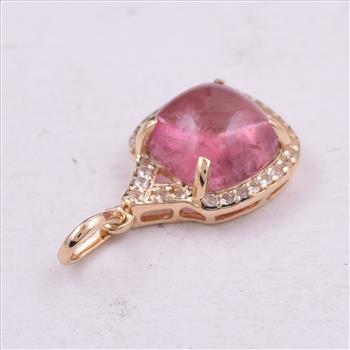9K Gold 2.26 Ct Cushion Tourmaline Pendant