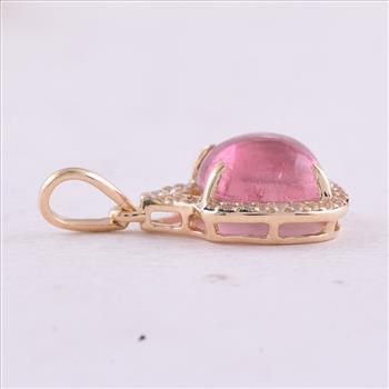 9K Gold 2.26 Ct Cushion Tourmaline Pendant