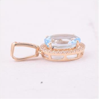 9K Gold 2.26 Ct Oval Blue Topaz Pendant