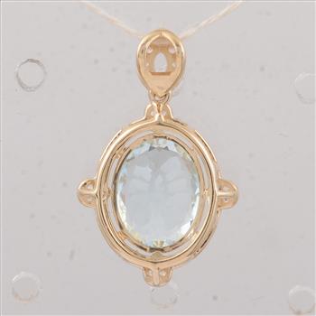 9K Gold 2.27 Ct Oval Aquamarine Pendant