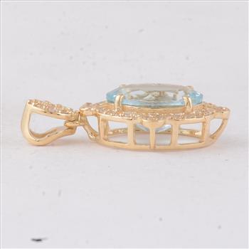 9K Gold 2.27 Ct Oval Aquamarine Pendant
