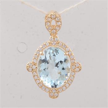 9K Gold 2.27 Ct Oval Aquamarine Pendant