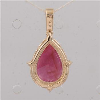 9K Gold 2.28 Ct Pear Ruby Pendant