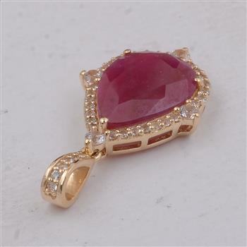 9K Gold 2.28 Ct Pear Ruby Pendant