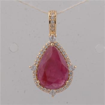 9K Gold 2.28 Ct Pear Ruby Pendant