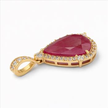 9K Gold 2.28 Ct Pear Ruby Pendant