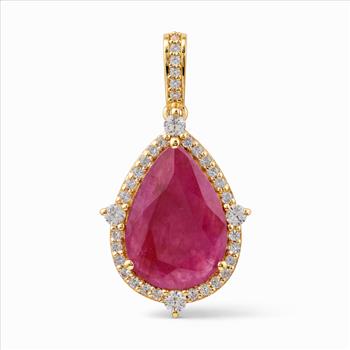 9K Gold 2.28 Ct Pear Ruby Pendant