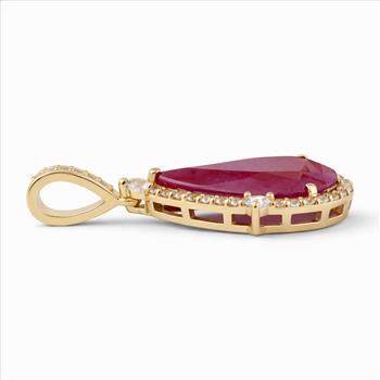 9K Gold 2.28 Ct Pear Ruby Pendant