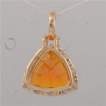 9K Gold 2.31 Ct Trillion Fire Opal Pendant