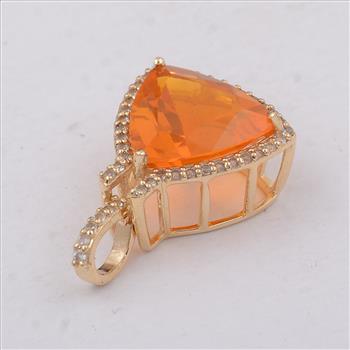 9K Gold 2.31 Ct Trillion Fire Opal Pendant