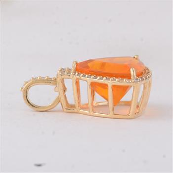 9K Gold 2.31 Ct Trillion Fire Opal Pendant