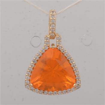 9K Gold 2.31 Ct Trillion Fire Opal Pendant
