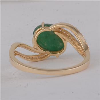 9K Gold 2.32 Ct Oval Emerald Ring 7 US Ring Size