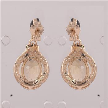 9K Gold 2.34 Ct Oval Tourmaline Earrings