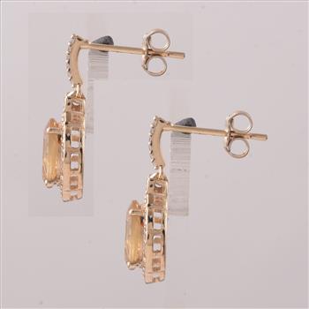 9K Gold 2.34 Ct Oval Tourmaline Earrings