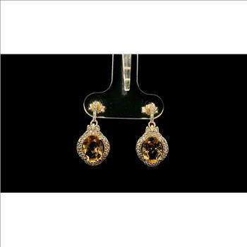 9K Gold 2.34 Ct Oval Tourmaline Earrings