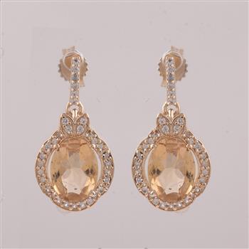 9K Gold 2.34 Ct Oval Tourmaline Earrings