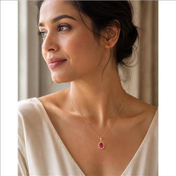 9K Gold 2.36 Ct Oval Ruby Pendant
