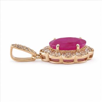 9K Gold 2.36 Ct Oval Ruby Pendant