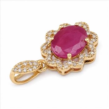 9K Gold 2.36 Ct Oval Ruby Pendant