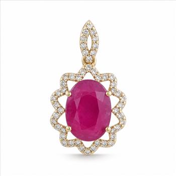9K Gold 2.36 Ct Oval Ruby Pendant
