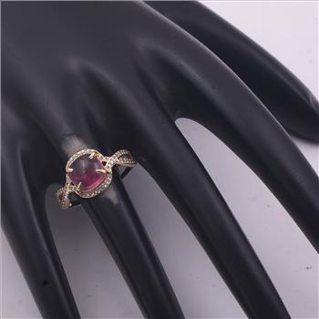 9K Gold 2.37 Ct Cushion Tourmaline Ring 7 US Ring Size