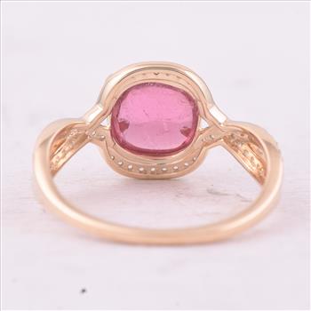 9K Gold 2.37 Ct Cushion Tourmaline Ring 7 US Ring Size