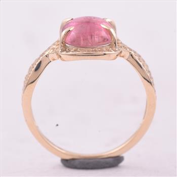 9K Gold 2.37 Ct Cushion Tourmaline Ring 7 US Ring Size