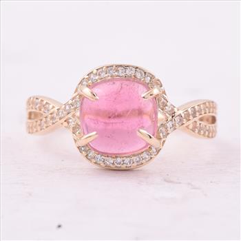 9K Gold 2.37 Ct Cushion Tourmaline Ring 7 US Ring Size