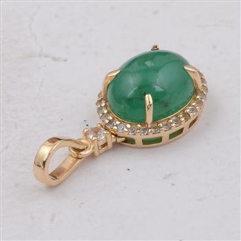9K Gold 2.37 Ct Oval Emerald Pendant