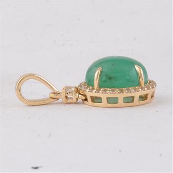 9K Gold 2.37 Ct Oval Emerald Pendant