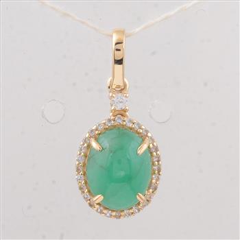 9K Gold 2.37 Ct Oval Emerald Pendant