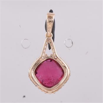 9K Gold 2.38 Ct Cushion Tourmaline Pendant