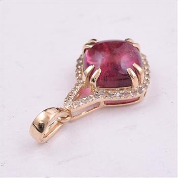 9K Gold 2.38 Ct Cushion Tourmaline Pendant